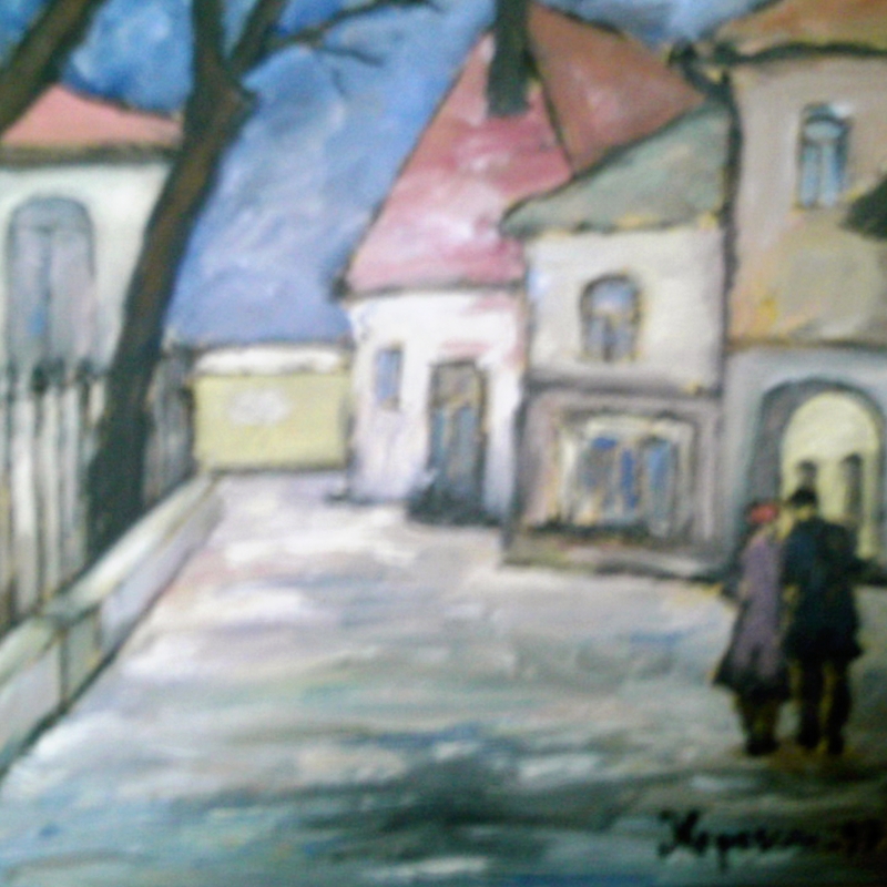 Întoarcerea acasă, ulei pe pânză, 43x33 cm-1998