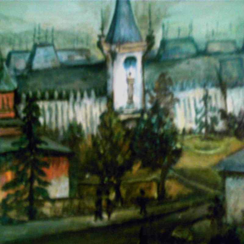 Peisaj din zona Palatului Culturii Iaşi,  ulei pe pânză, 47x35 cm-1998